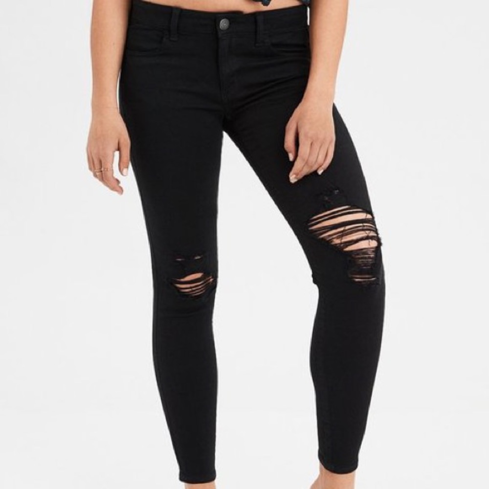 American Eagle Black Ripped Jeans
